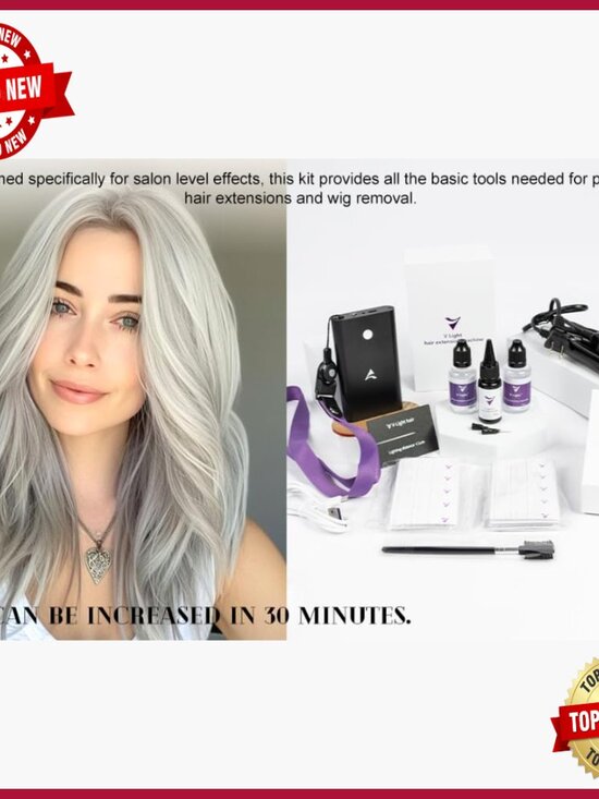 Professional Hair Extension Kit with Machine, Glue, Remover & Combs